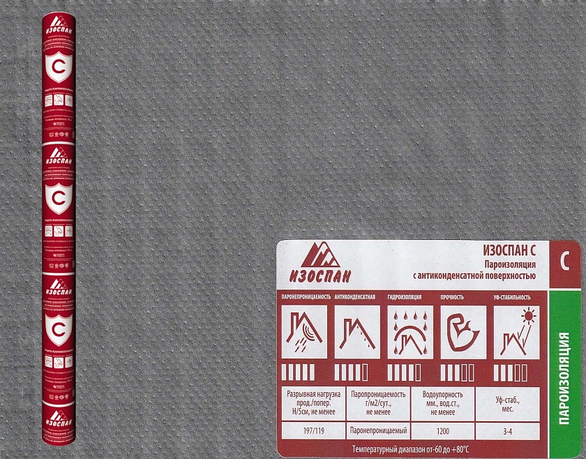 Изоспан С, Паро-гидроизоляция (35 м2/рул)