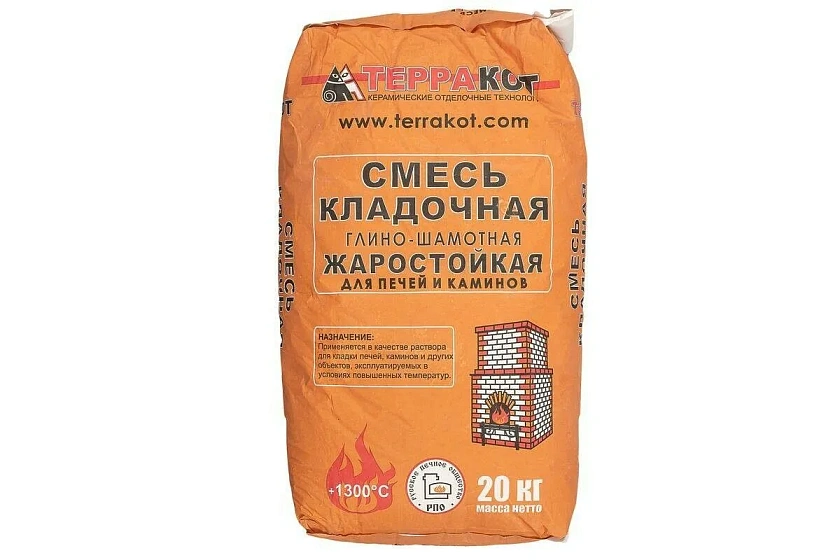 ТЕРРАКОТ Смесь кладочная печная глино-шамотная ,20 кг. (1300 С`)