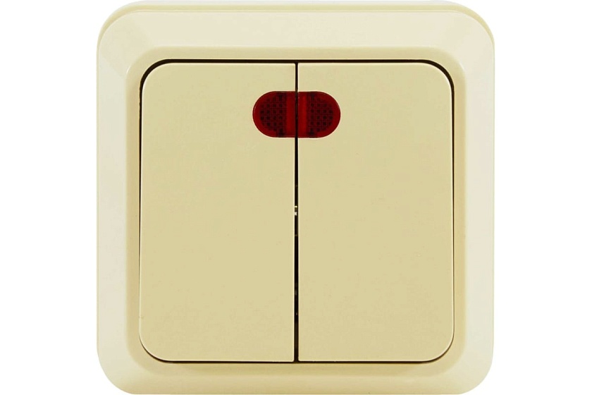 Выключатель двухклавишный О/У // Jilion (бежевый)