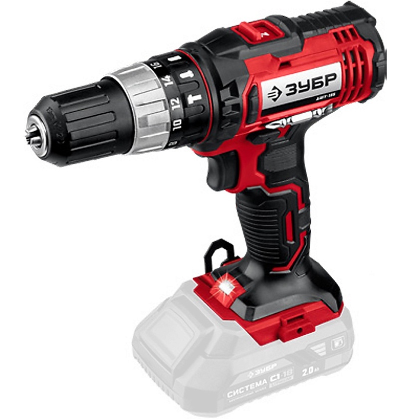 Дрель-шуруповерт ЗУБР С1-18, 18 В, 40 Н·м, без АКБ, (ДШЛ-185)