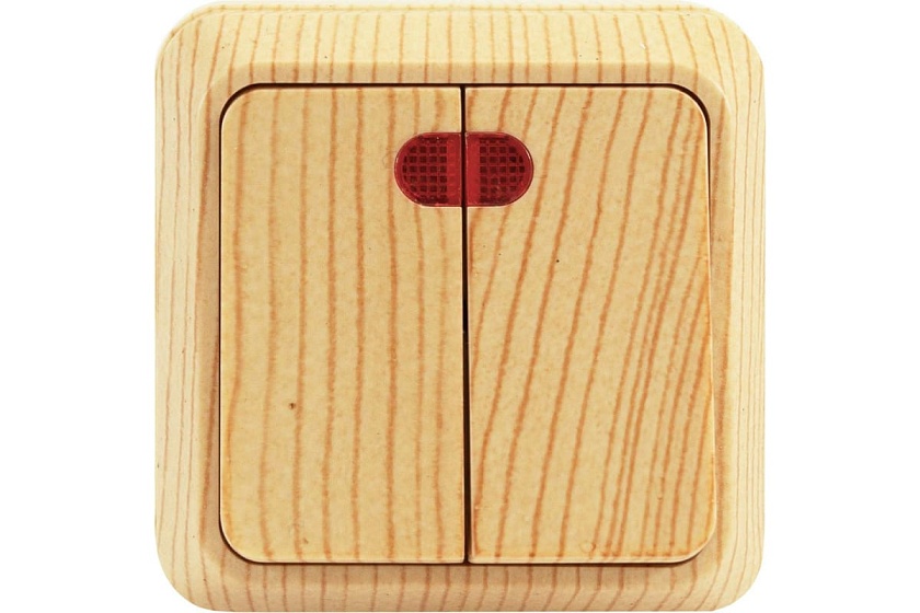 Выключатель двухклавишный О/У  // Jilion (Дуб)